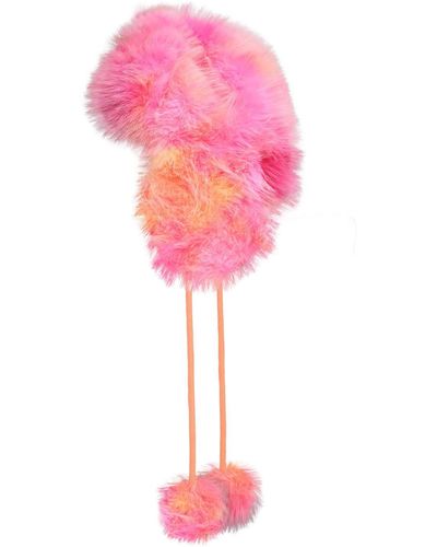 Elsie & Fred 'no Fox Hunt' Faux Fur Trapper Hat In Tie Dye - Pink