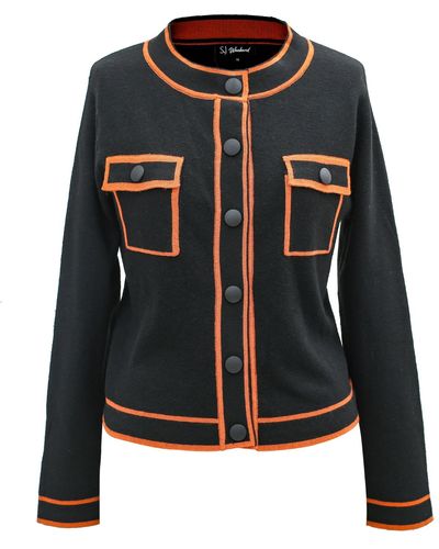 Smart and Joy Short Jacket With Contrasting Braids - Black