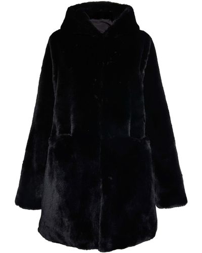 James Lakeland Faux Fur Coat With Hood - Black