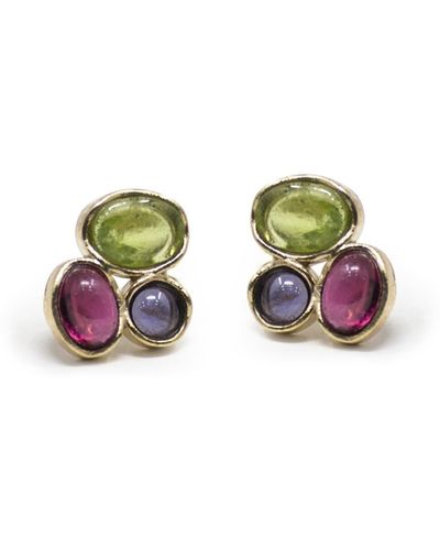 Vintouch Italy Cosmo Gold-plated Multicolour Stud Earrings - Metallic