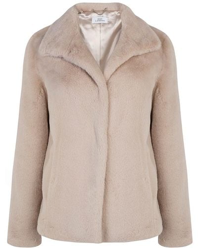 ISSY LONDON Neutrals Ava Faux Fur Coat Pale Blush - Natural
