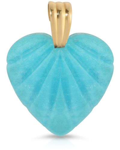 Maya Brenner Etched Turquoise Heart Charm - Blue