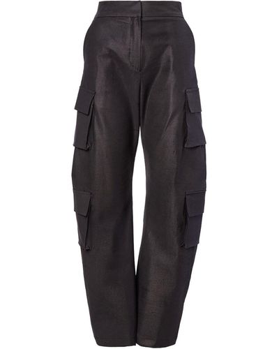BLUZAT Denim Cargo Trousers With Pockets - Black