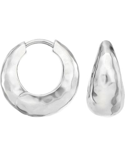 Dower & Hall Chunky Tapered Nomad huggie Hoops In - Metallic
