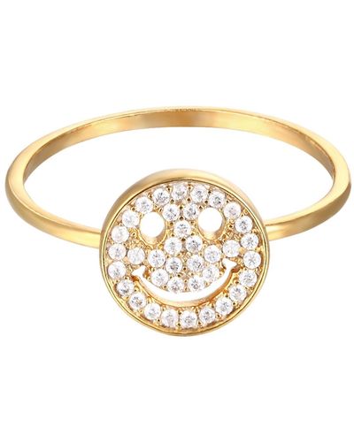 SEOL + GOLD 22ct Vermeil Cz Studded Smile Face Ring - Metallic