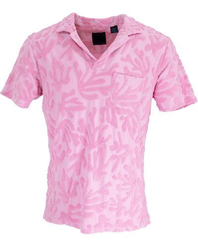 lords of harlech Johnny Coral Towel Polo Shirt - Pink
