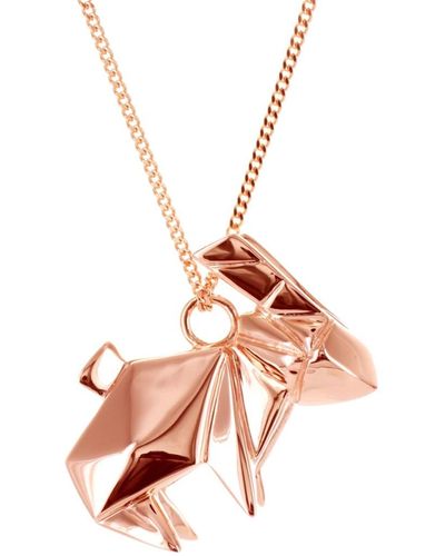 Origami Jewellery Rabbit Necklace Pink Gold Plated - Multicolor