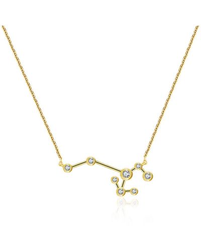 Genevieve Collection Sagittarius Zodiac Constellation Necklace 18k Yellow & Diamond - Metallic