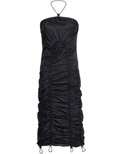 Audrey Vallens Spades 2 Gathered Seam Halter Dress - Black