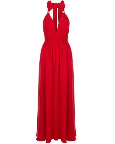 Nocturne V-neck Halter Dress - Red