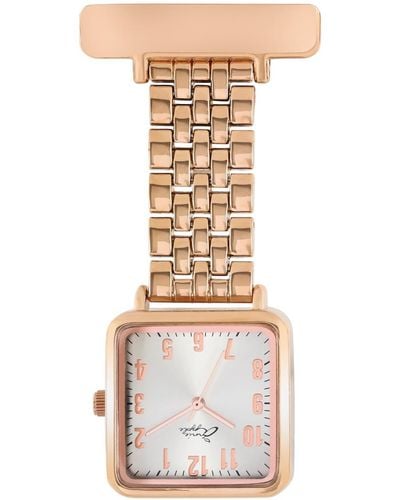 Bermuda Watch Company Annie Apple Square Silver/ Link Bracelet Watch - Metallic