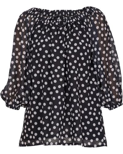 Niza Relaxed Blouse With French Sleeves - Black
