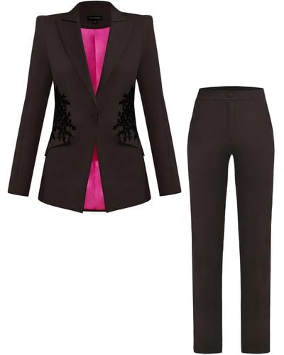 Tia Dorraine Fantasy Tailored Suit With Embroidery - Black