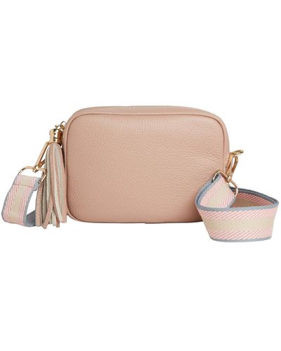 Betsy & Floss Verona Crossbody Tassel Blush Bag With Pastel Pink Strap - Natural