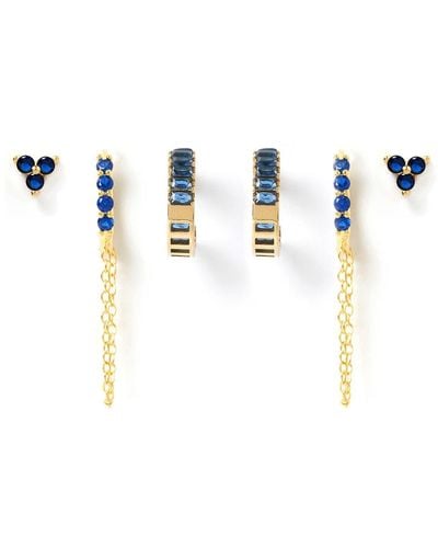 ARMS OF EVE Crystal Earring Stack - Blue