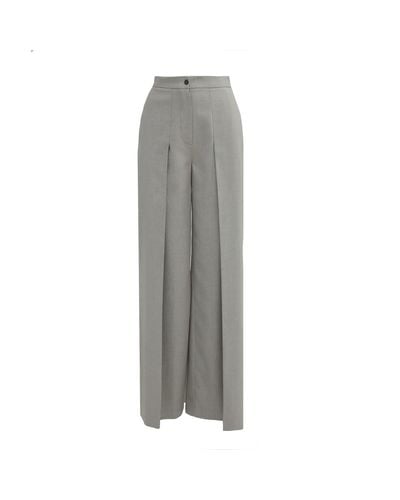 Julia Allert Designer High-waisted Trousers Wool-blend - Grey
