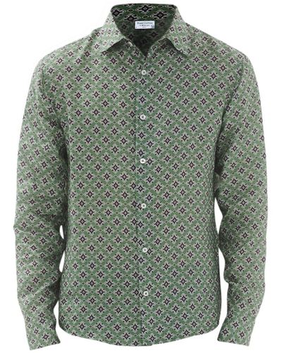 Haris Cotton Printed Long-sleeved Linen Shirt-greeb Anthos - Green