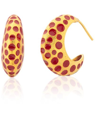 Milou Jewelry Perforated Hoop Earrings - Red