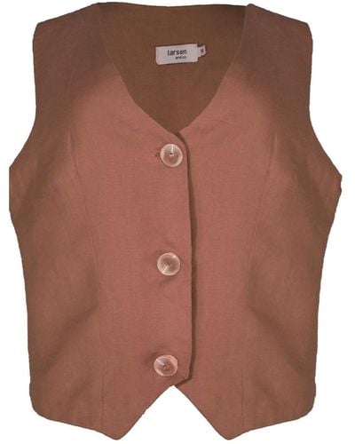 Larsen and Co Pure Linen Valencia Waistcoat In Latte - Brown