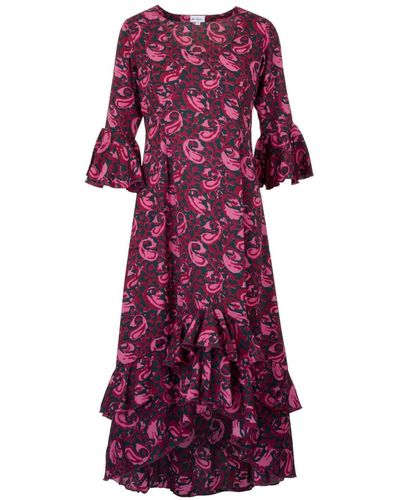 At Last Victoria Midi Dress Candy Floss Swirl - Purple