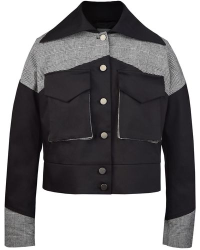 blonde gone rogue Rejoice Boxy Color Block Jacket In And Checker - Black