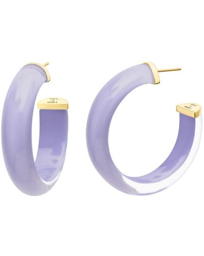 Gold & Honey Small Illusion Hoops In Lavender - Multicolor