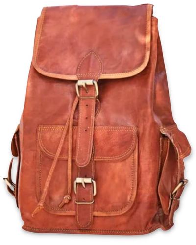 VIDA VIDA Vintage Classic Leather Backpack - Brown