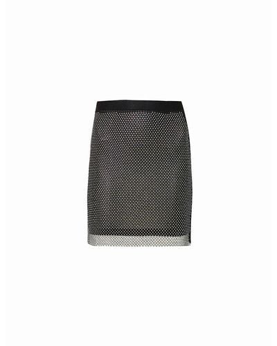 Amy Lynn Bethan Black Rhinestone Embellished Net Mini Skirt