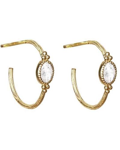 Perle de Lune Small Creole Oval Earrings White Topaz - Metallic