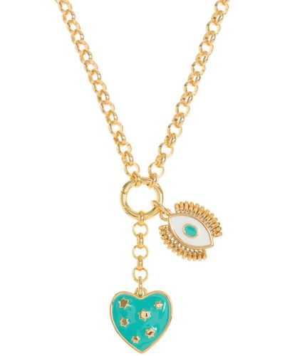 Patroula Jewellery Turquoise Talisman Gold Belcher Chain Necklace - Metallic
