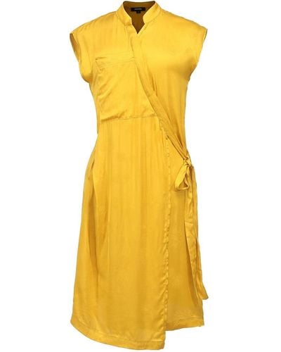 Smart and Joy Minimalist Wrap Dress -mustard - Yellow
