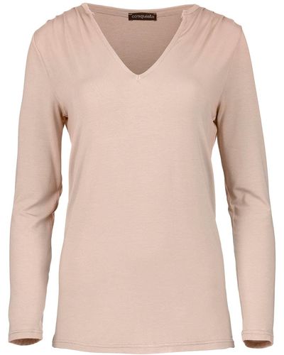 Conquista Dusty Pink Jersey V Neck Top