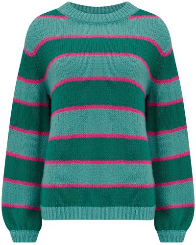 Sugarhill Essie Jumper , Pink Highlight Stripes - Green