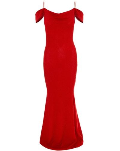 ROSERRY Miami Glitter Jersey Maxi Dress In - Red
