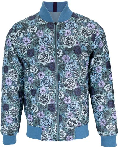 lords of harlech Ron Reversible Bomber Jacket In Goblin - Blue