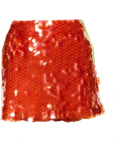 Mirimalist Mermaid Coral Mini Skirt - Red