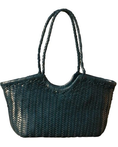 Rimini Woven Leather Handbag In Zigzag Pattern 'vittoria' - Black