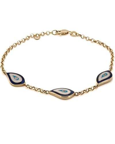 Ebru Jewelry Teardrop Evil Eye Solid Gold Fine Bracelet - Metallic
