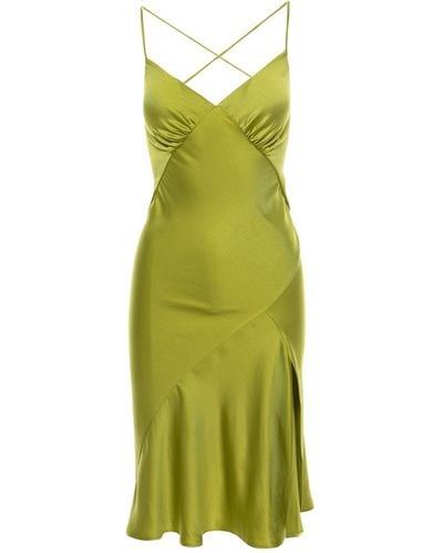 ROSERRY Seville Satin Midi Dress In Lime - Green