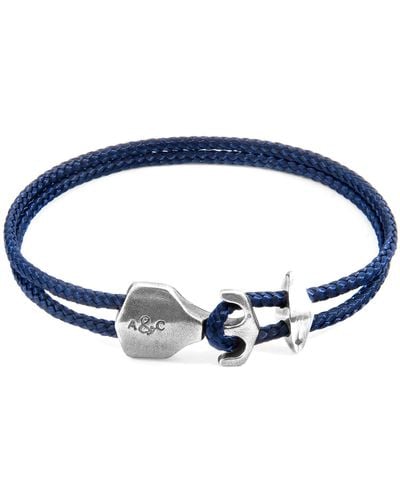 Anchor and Crew Navy Blue Delta Anchor Silver & Rope Bracelet