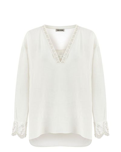Nocturne Stone Embroidered Blouse - White