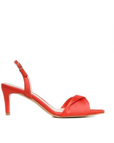 Ginissima Chloe Orange Satin Sandals Low Heel - Red
