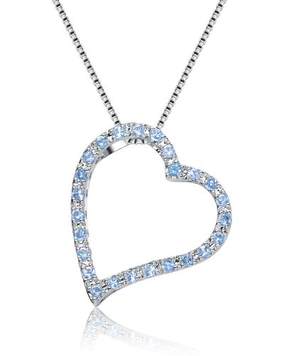 Genevive Jewelry Sterling Silver White And Blue Cubic Zirconia Pendant