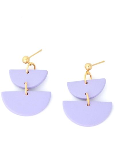 By Chavelli Twin Luna Half-moon Dangly Earrings In Lavender - Purple