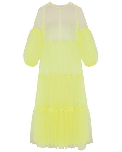 Helene Galwas Alena Maxi Tulle Dress Neon-yellow