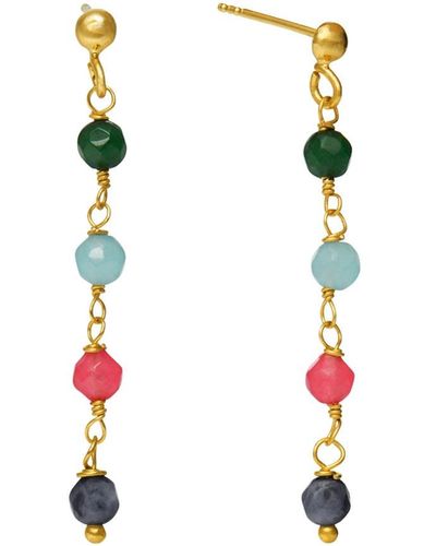 Ottoman Hands Adelyn Multi Colour Beaded Chain Drop Earrings - White
