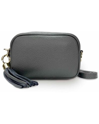 Apatchy London The Mini Tassel Dark Leather Phone Bag - Grey
