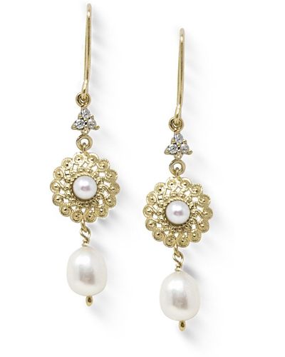 Vintouch Italy Filigrana Gold-plated Pearl Earrings - White