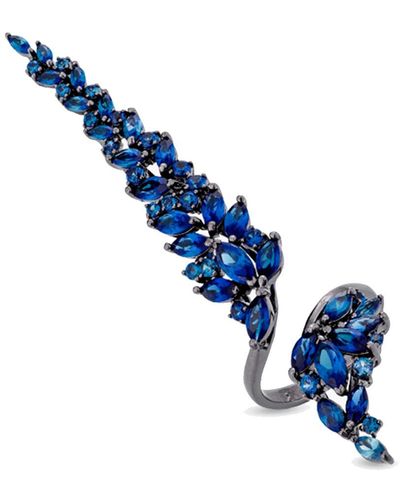 SALLY SKOUFIS Renaissance Ring With Made Sapphire In Black Rhodium - Blue