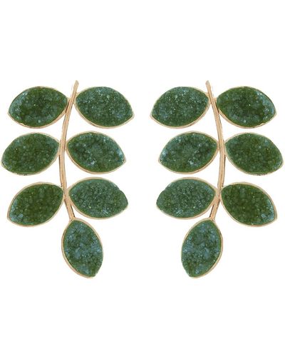 Lavani Jewels Green Lavani Leaf Earrings